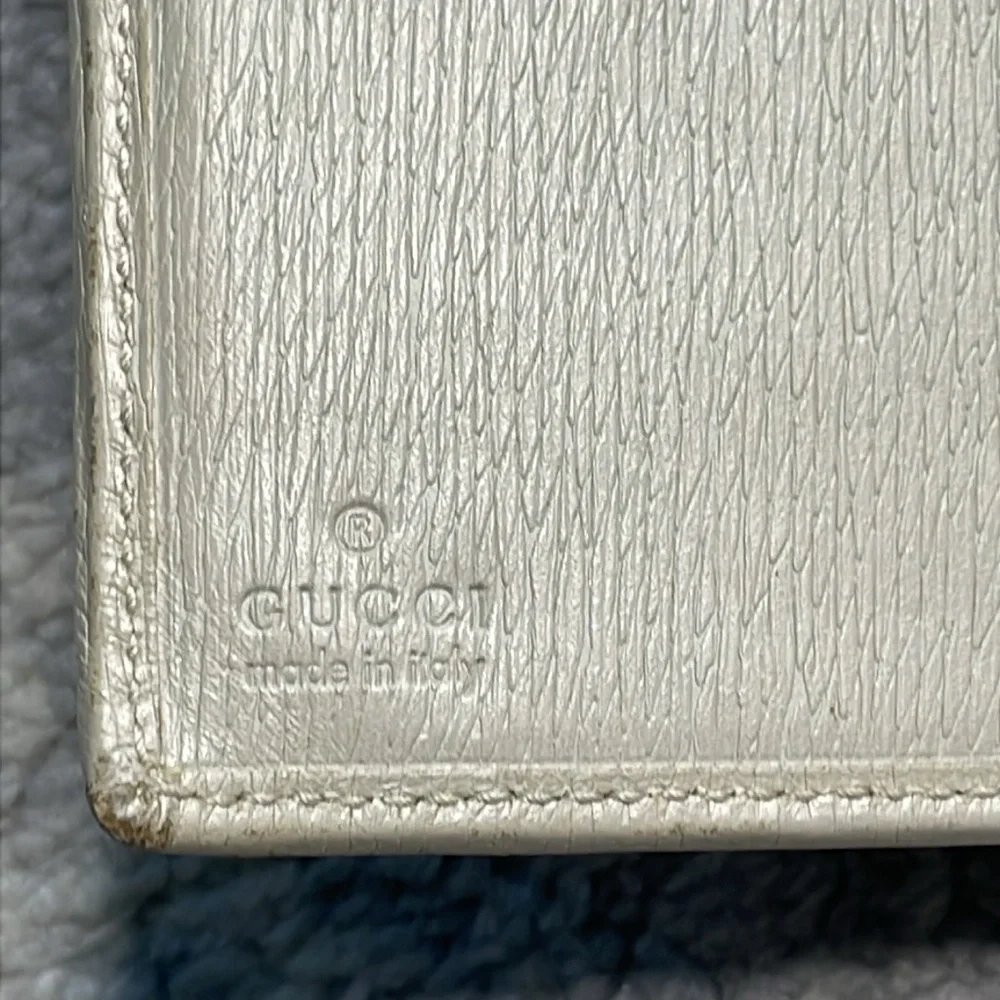 Gucci Leather Piston Lock Jackie Wallet Compact Ivory Gray - Picture 14 of 17